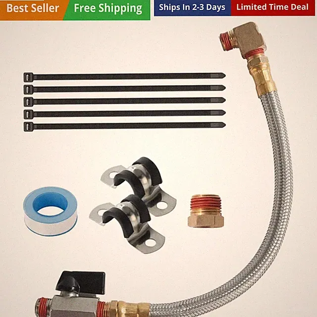 Extended Tank Drain Valve Assembly Kit for Air Compressor, Including 10 Inche...