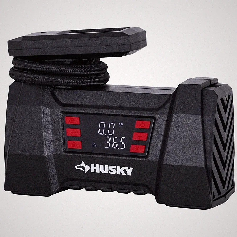 Husky 12-Volt DC Portable Air Compressor Pump with Digital Gauge, LED Light