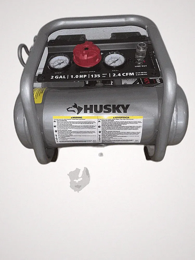 Husky 2 Gal. 135 PSI Portable Electric Oil-Free Quiet Air Compressor w/ Gauges