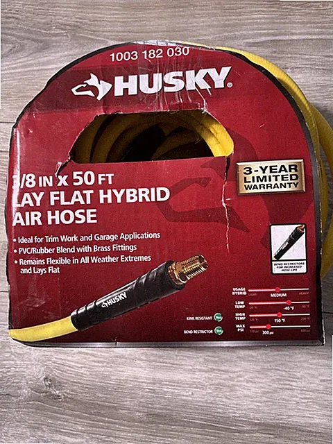 Husky 3/8 in X 50 ft Yellow Hybrid Air Hose Model 1003 182 030