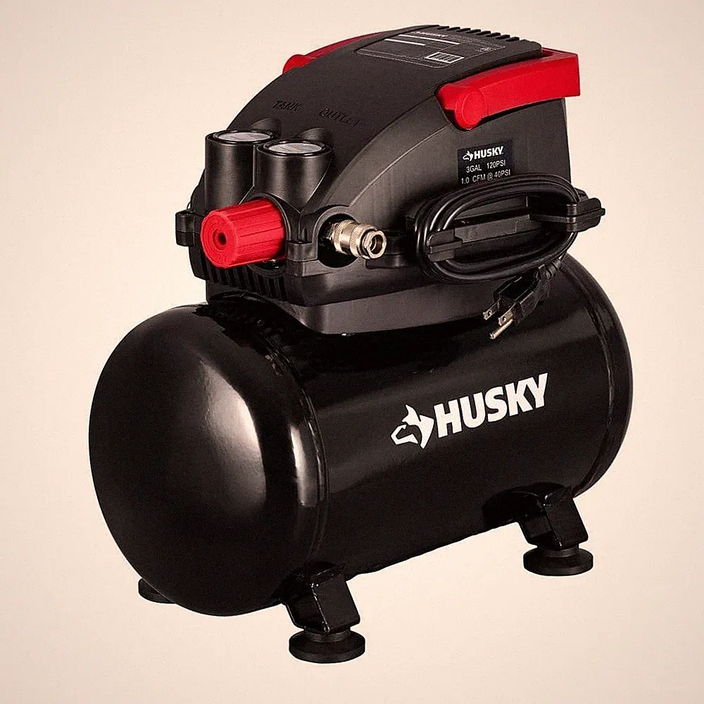 Husky 3 Gal 120 PSI Portable Air Compressor Oil-Free Electric Hotdog Light Duty