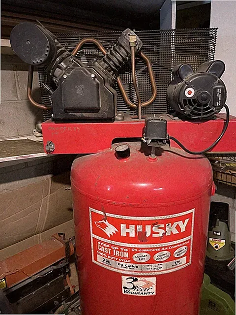 Husky. 80 Gal 100% Duty Cycle Air Compressor. Max PSI 750. 240 Volt. 7HP.